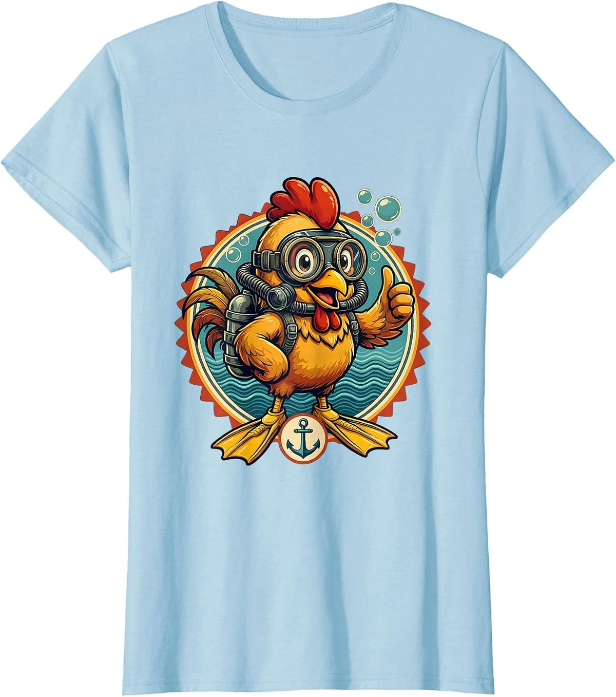 Scuba Diving Chicken Underwater Adventure T-Shirt - Baby Blue