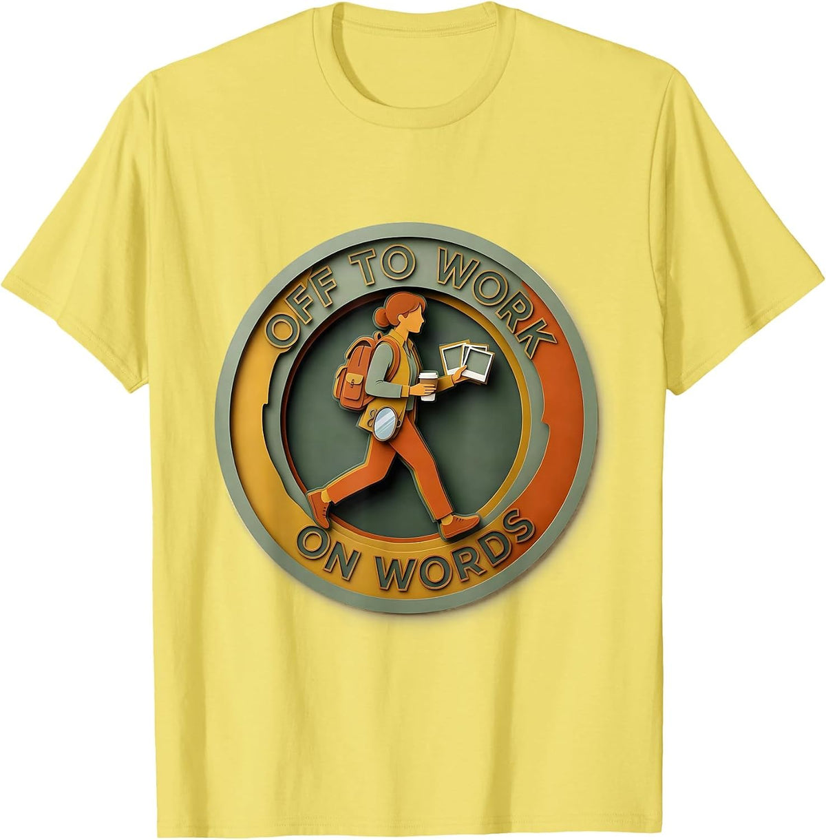 Men's Off To Work On Words Funny Speech Therapist ABA Therapy T-Shirt - Lemon Yellow