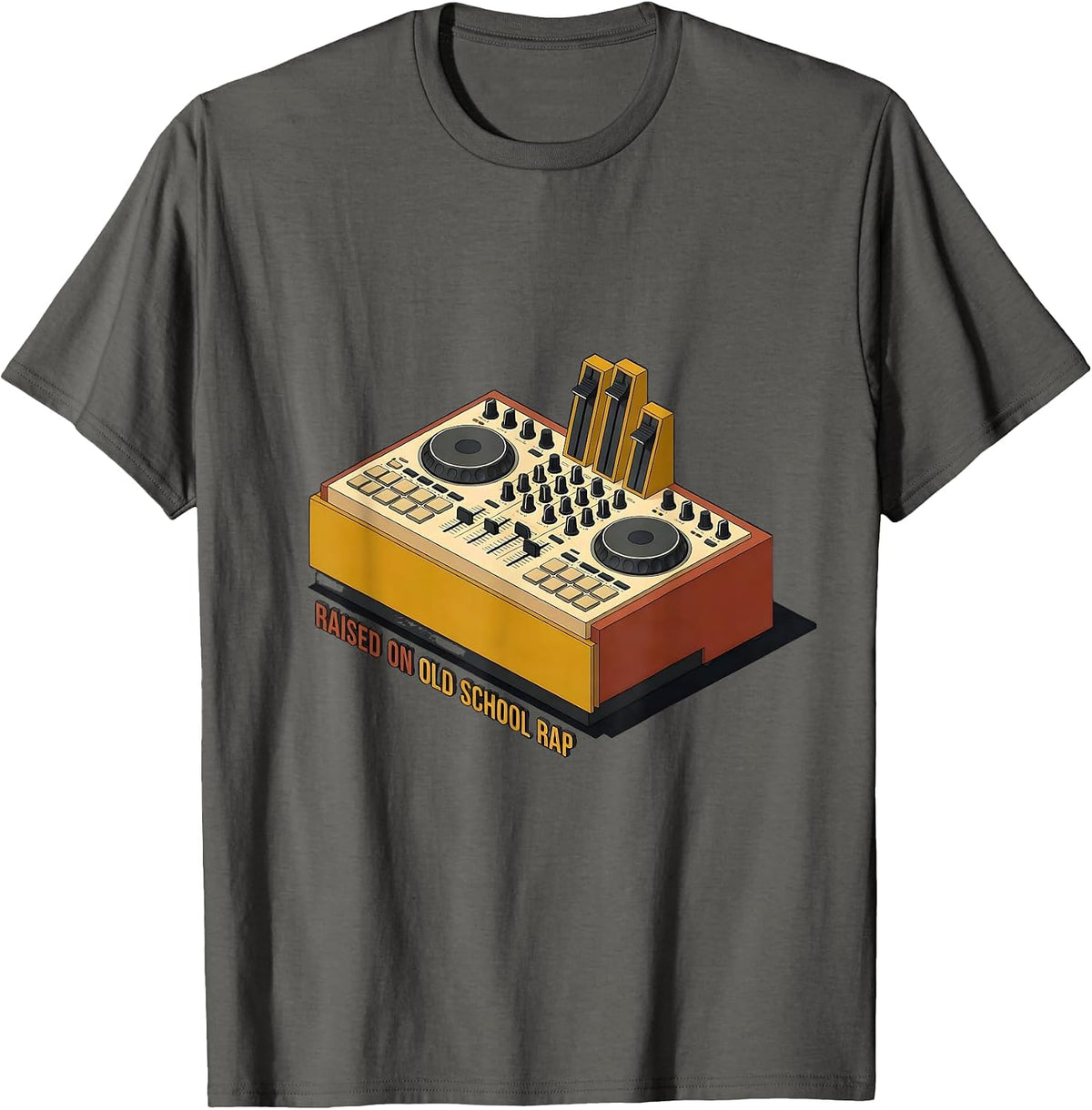 Men's Raised On Old School Rap Retro Hip Hop 80s 90s Gifts T-Shirt - Asphalt Grey