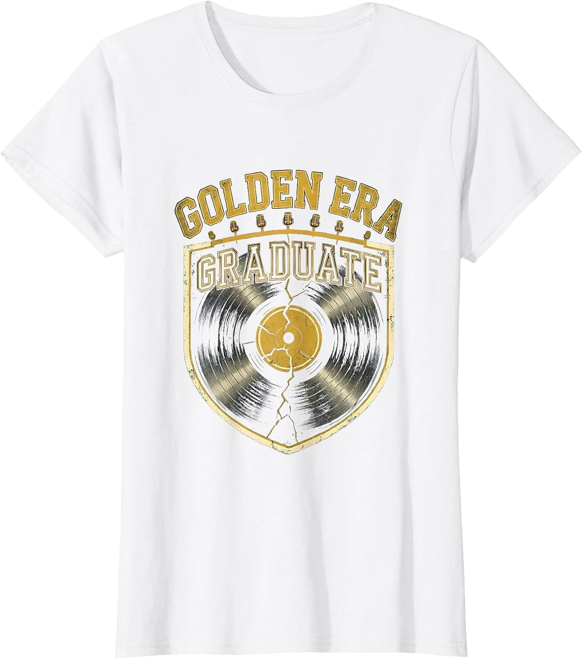 Golden Era Graduate Distressed Varsity Hip-Hop Rap Quote T-Shirt - White