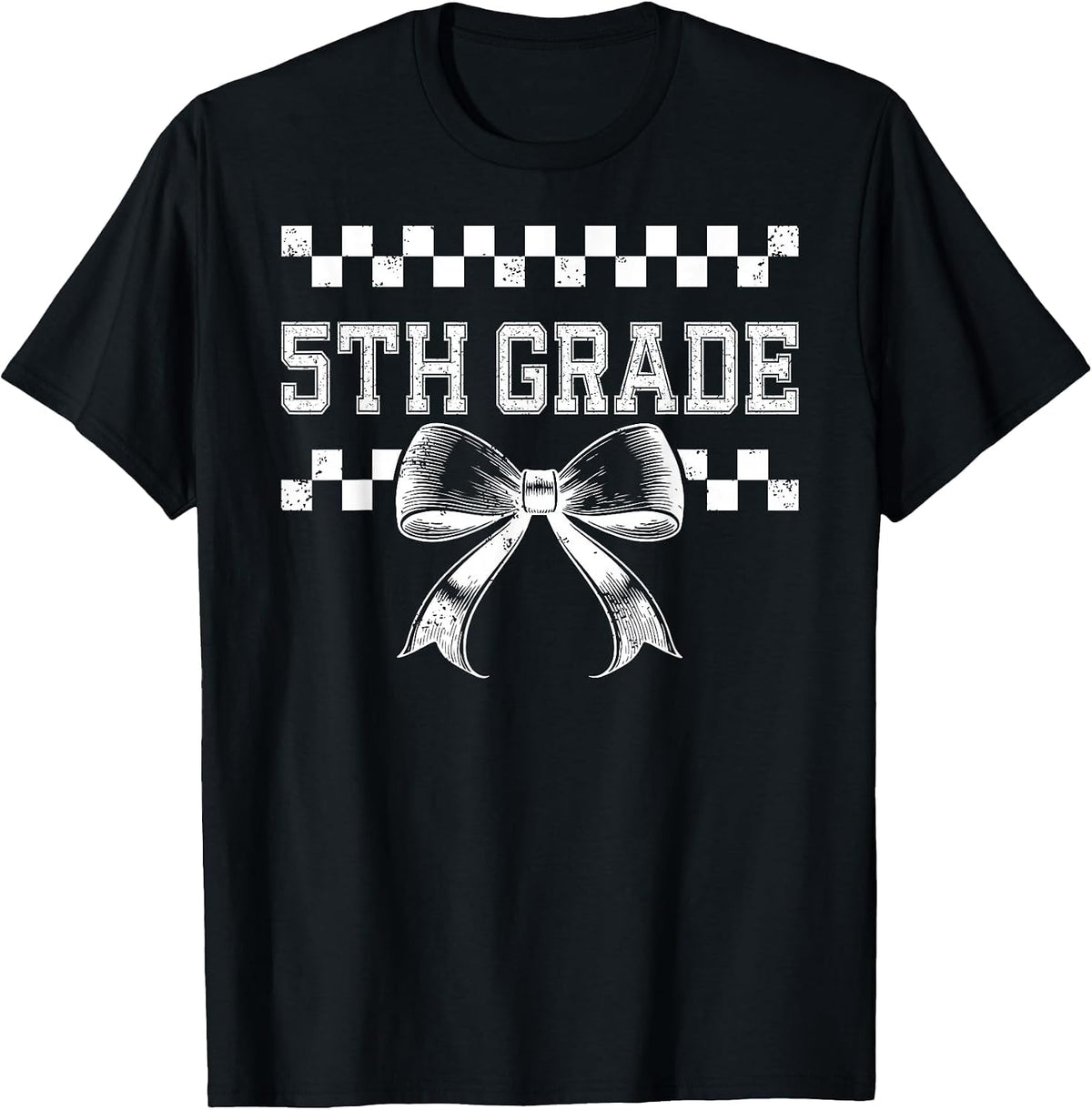 Coquette Bow 5th Grade Teacher Women Kids Preppy Fifth Grade T-Shirt - Black