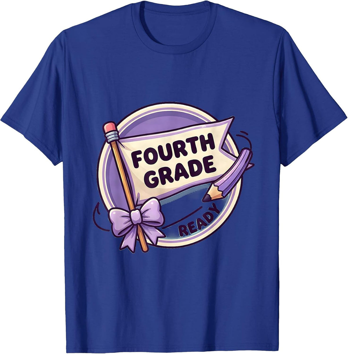 Fourth Grade Ready Cute Kawaii Back To School Pennant Flag T-Shirt - Royal Blue
