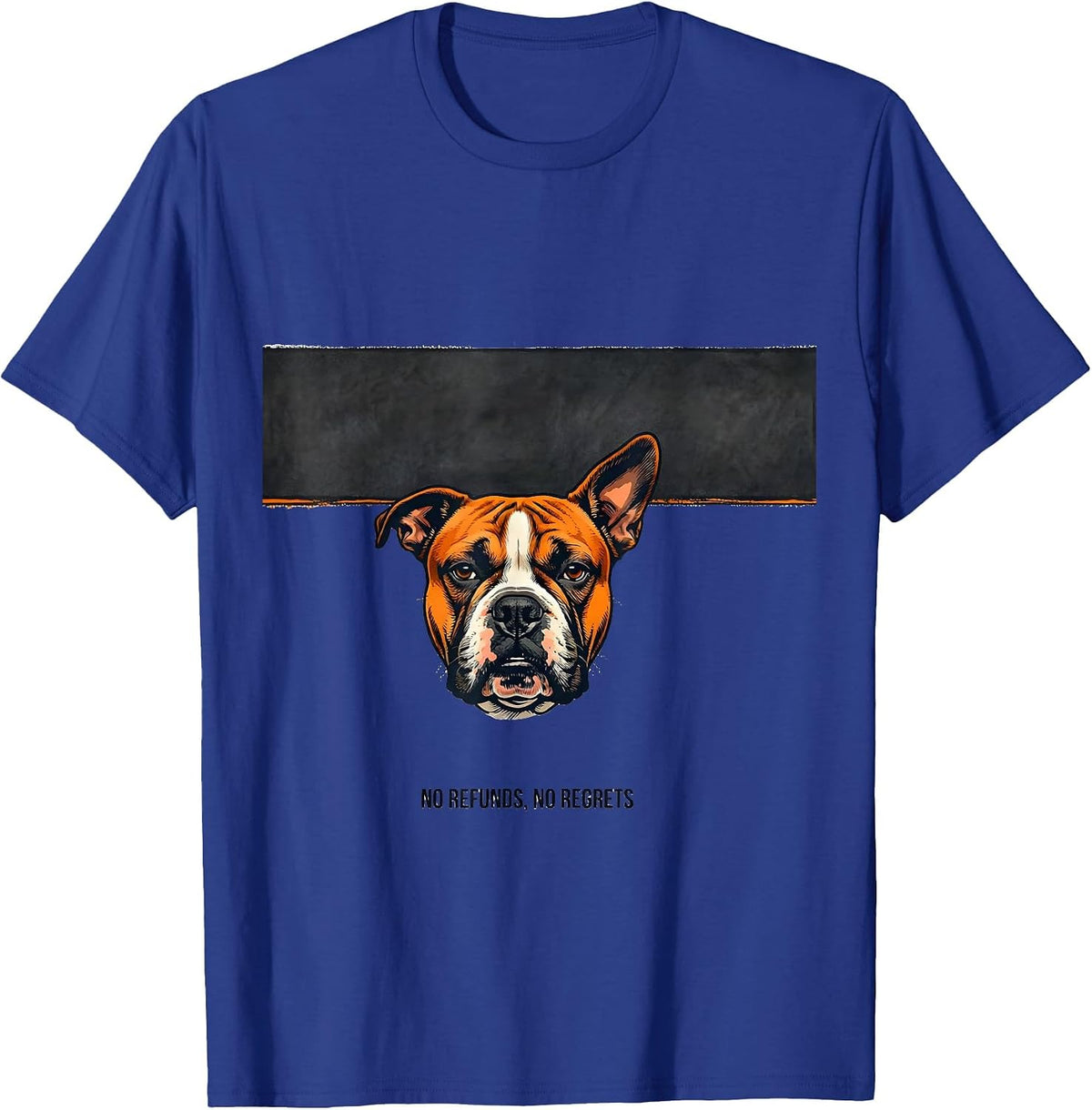 Men's No Refunds, No Regrets Playful Bull Terrier Dog Pocket T-Shirt - Royal Blue