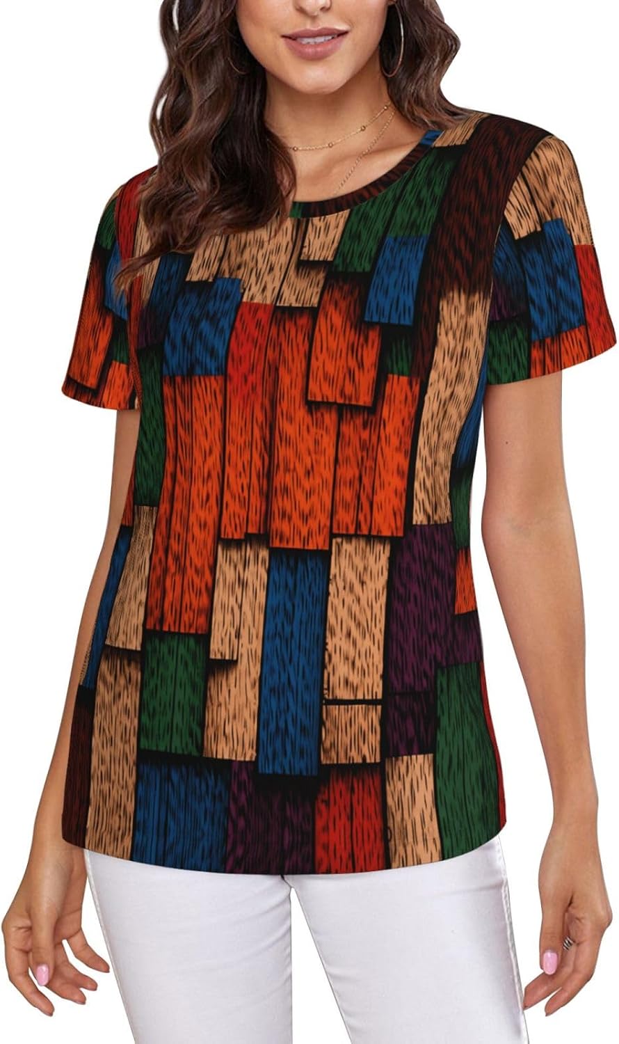 T Shirts for Women Casual Short Sleeve Summer Tops Soft Basic Tees - A02