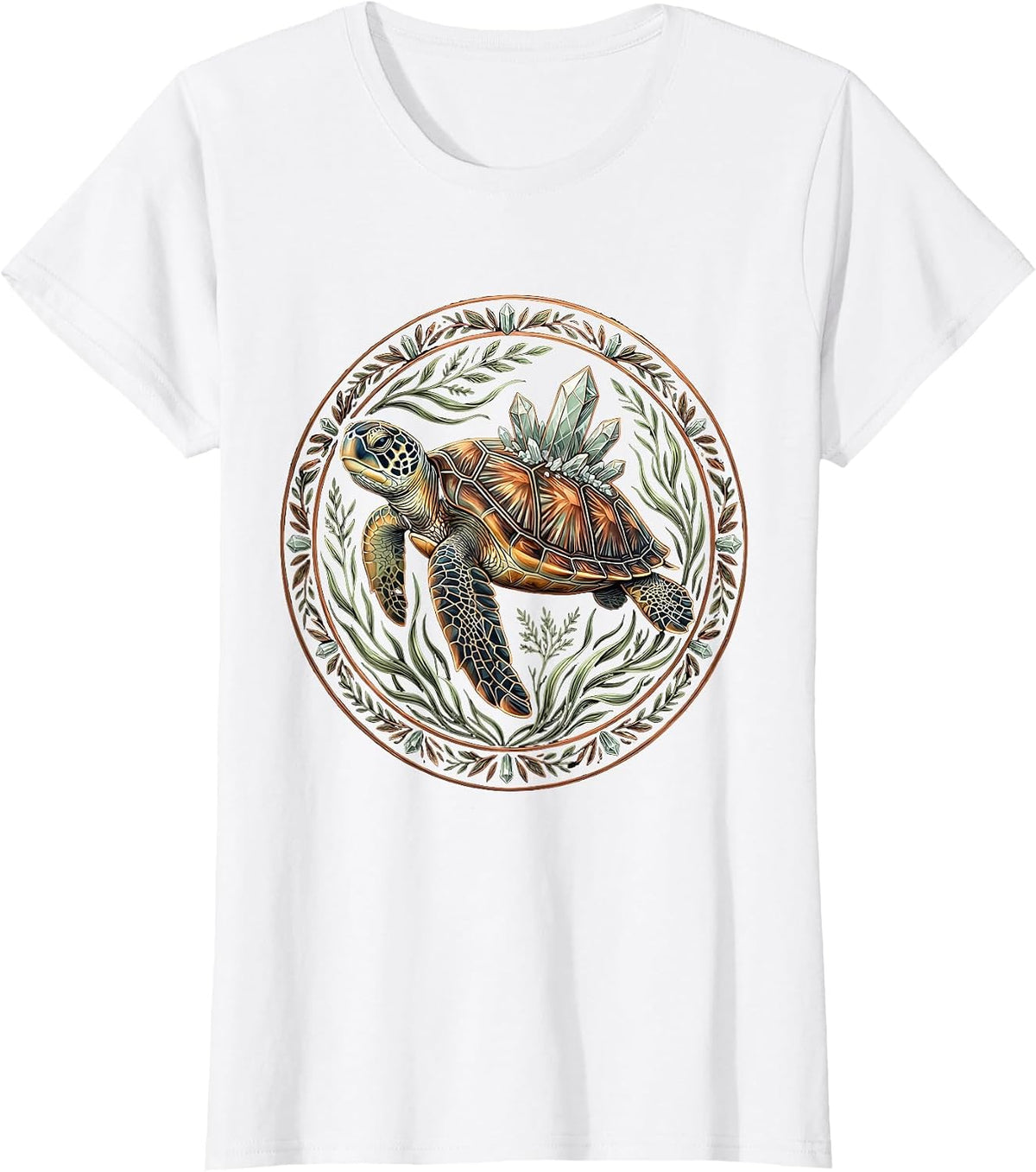 Women's Sea Turtle Swimming Through Salt Crystals T-Shirt - White