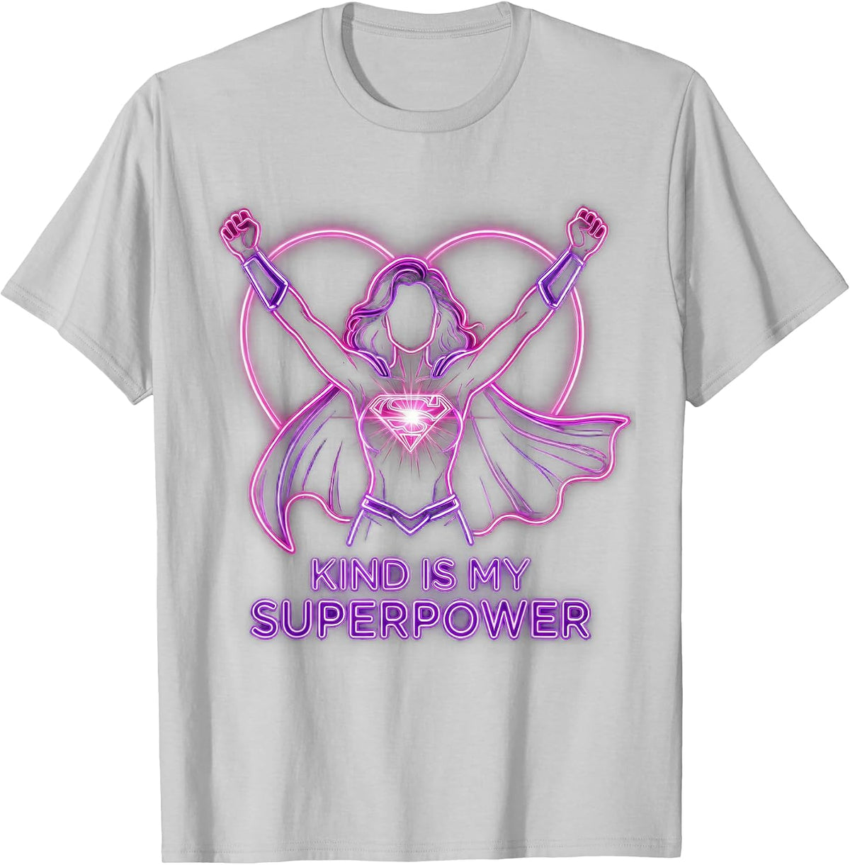 Men's Kind Is My Superpower Be Kind Graphic Design T-Shirt - Silver Grey
