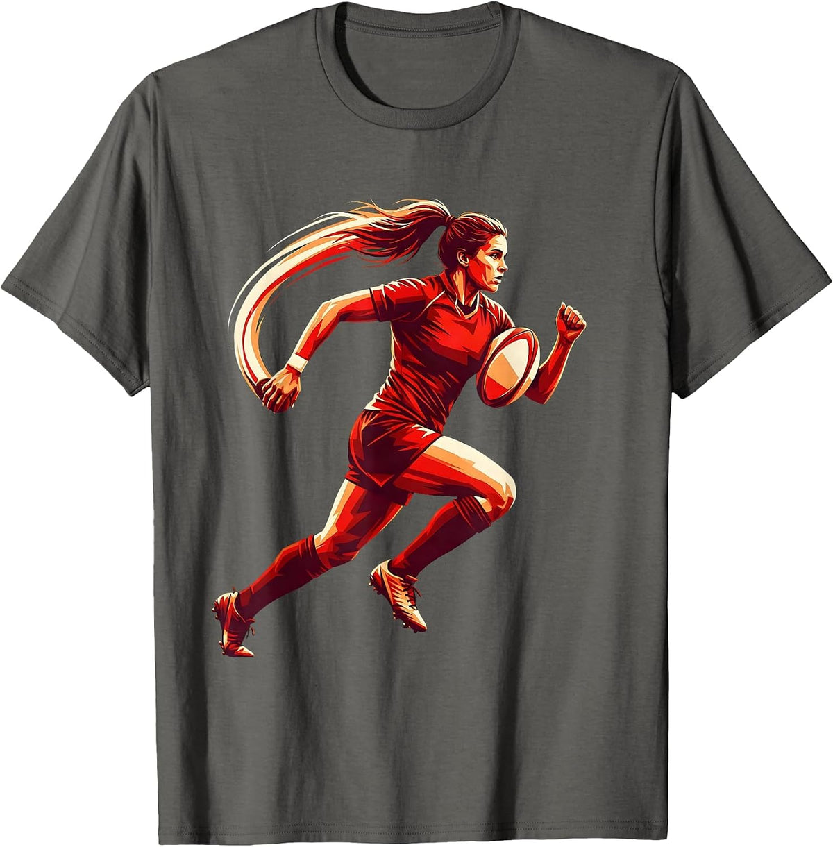 Rugby Sprint Ponytail Graphic Tee T-Shirt - Asphalt Grey