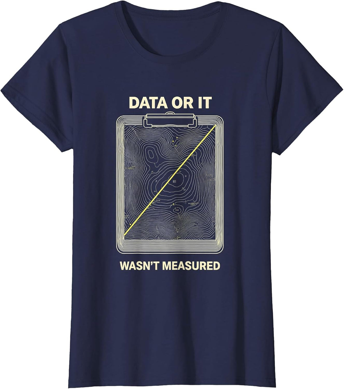 Women's Data Or It Wasn't Measured Topographic Contour ABA Therapist T-Shirt - Navy Blue