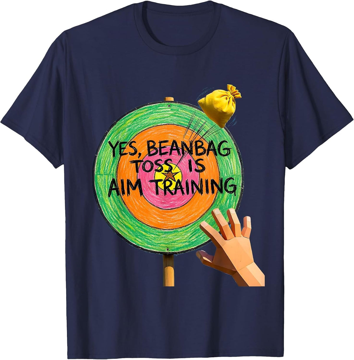 Men's Yes, Beanbag Toss Is Aim Training Funny Occupational Therapy T-Shirt - Navy Blue