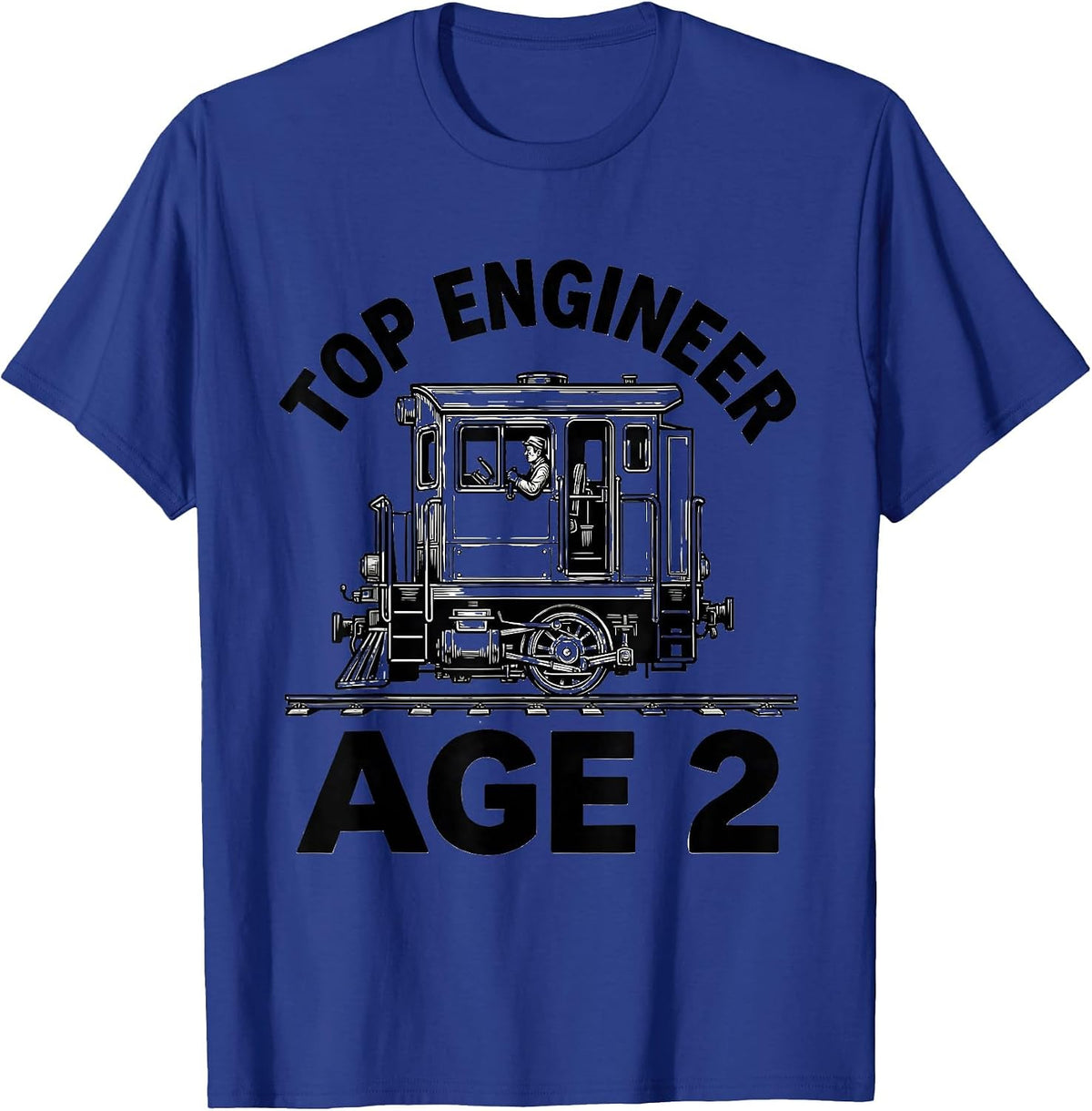 Men's Top Engineer Age 2 Boy Train Themed Birthday T-Shirt - Royal Blue