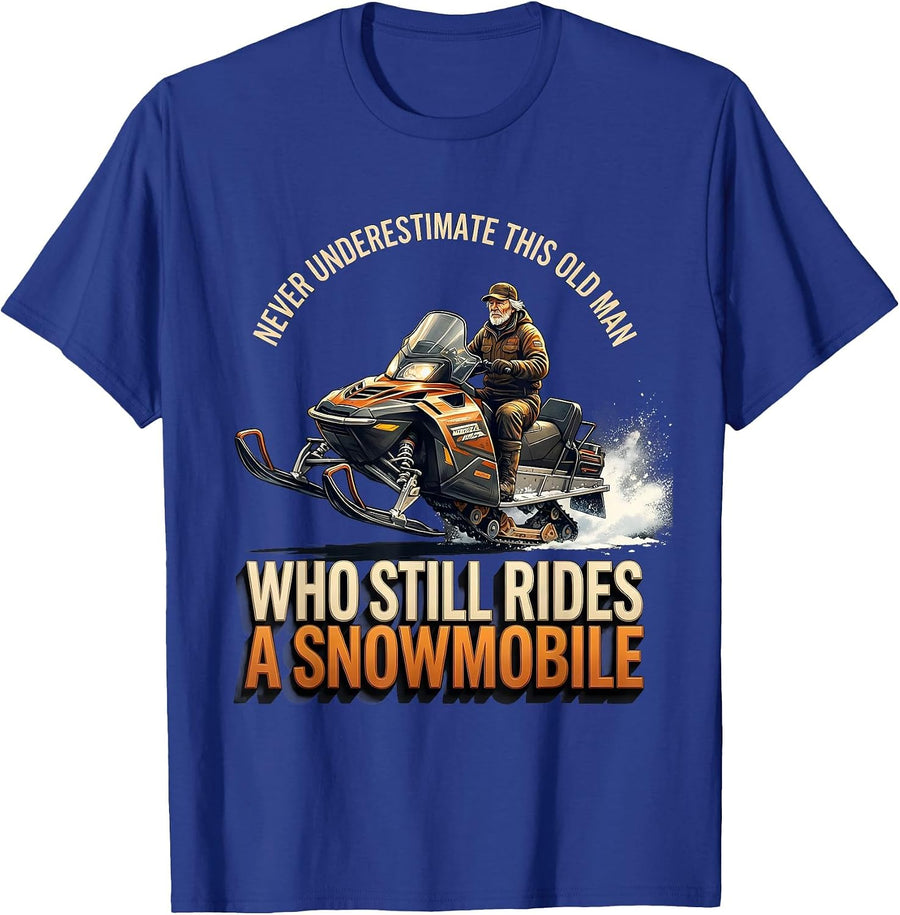 Never Underestimate This Old Man Snowmobile Rider Humor T-Shirt - Royal Blue