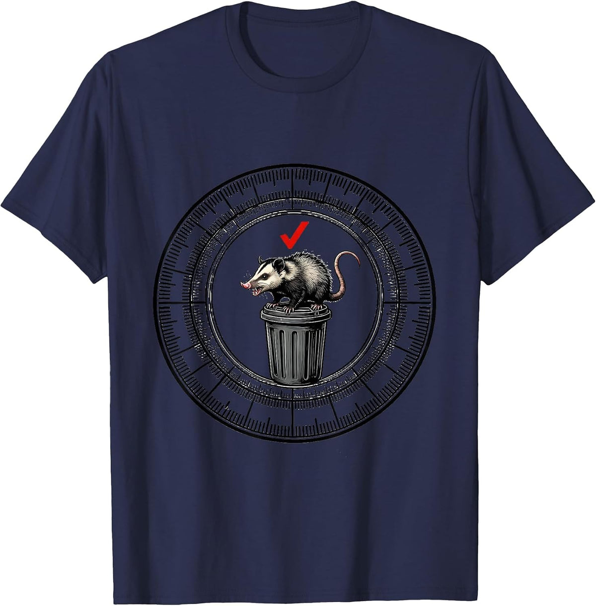 Men's Measuring Ring Opossum Absurdist Humor Animal Meme T-Shirt - Navy Blue