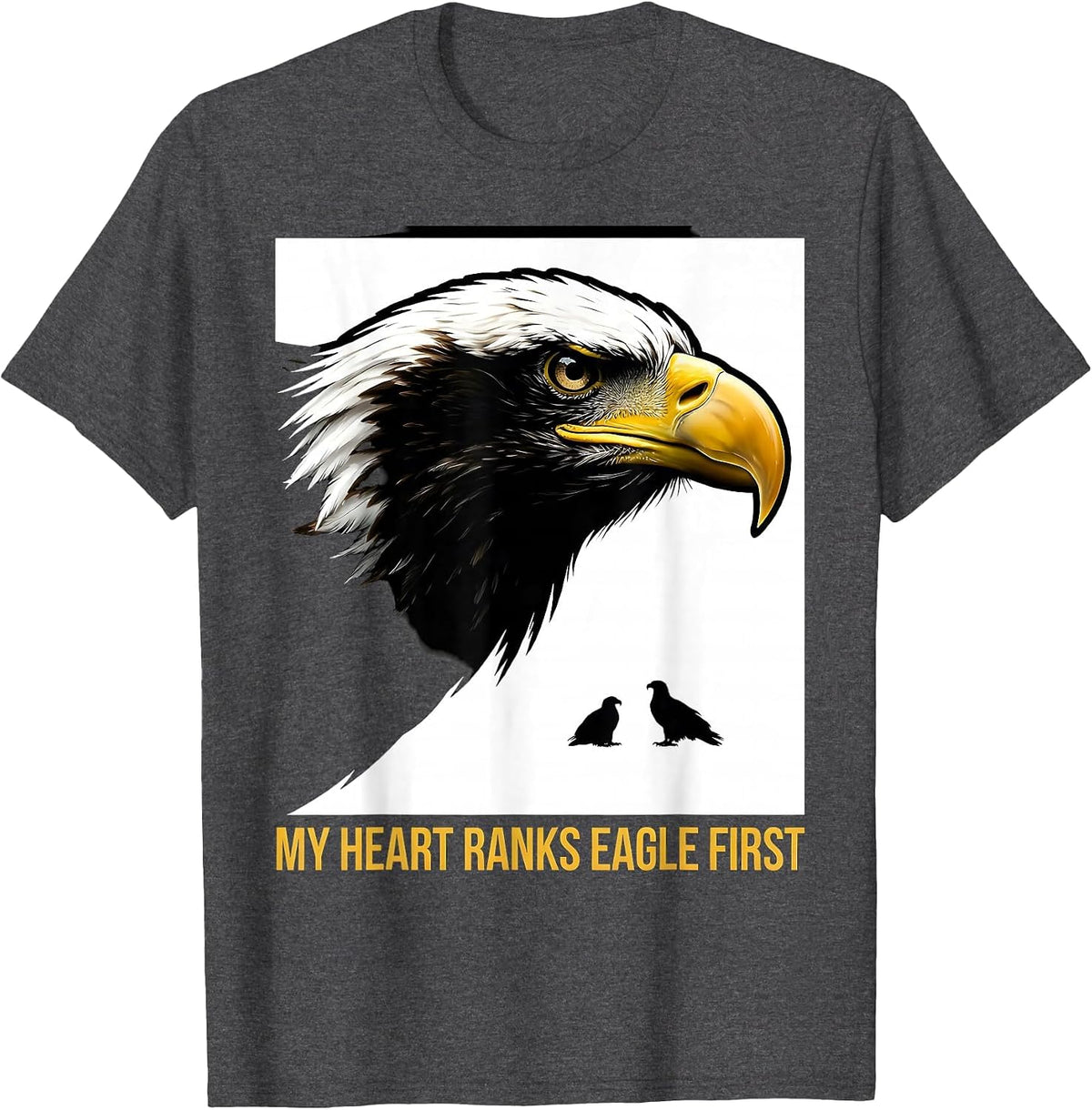 Men's My Heart Ranks Eagle First Playful Eagle Lover Wildlife T-Shirt - Dark Heather Grey