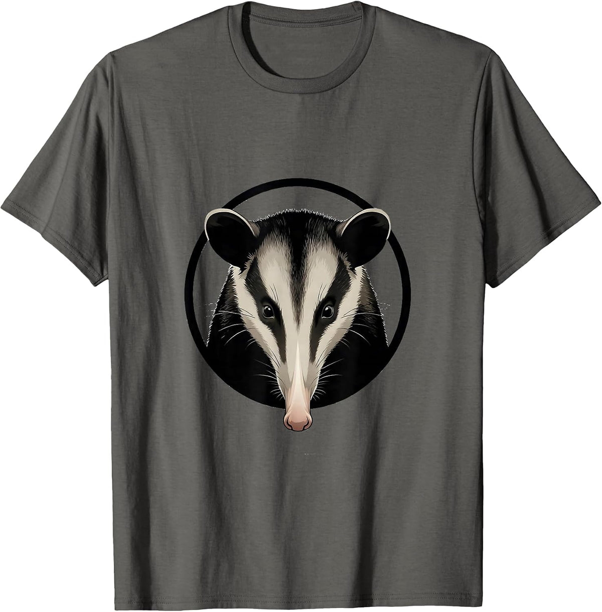 Opossum Head Minimalist Funny Animal Meme T-Shirt - Asphalt Grey