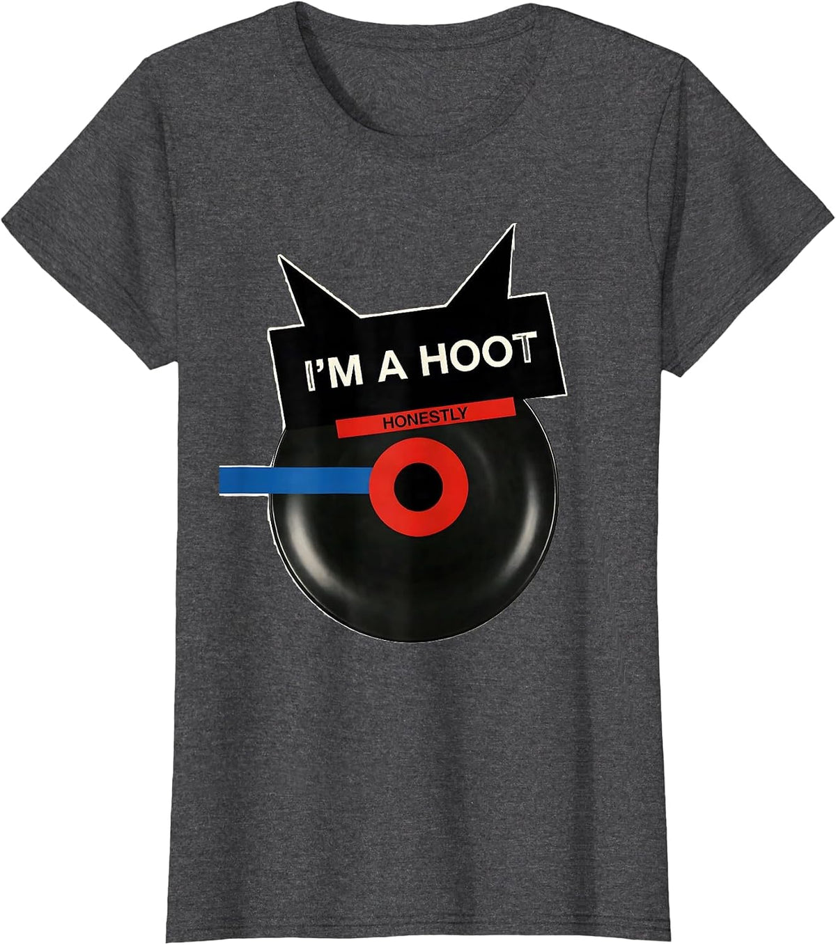Women's I'm A Hoot Honestly Bauhaus Modernist Owl Lover Gift T-Shirt - Dark Heather Grey