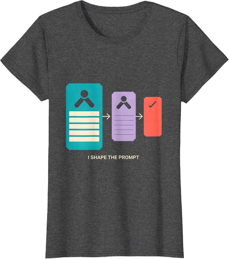 Women's I Shape The Prompt Funny Special Education Teacher SPED Aide T-Shirt - Dark Heather Grey