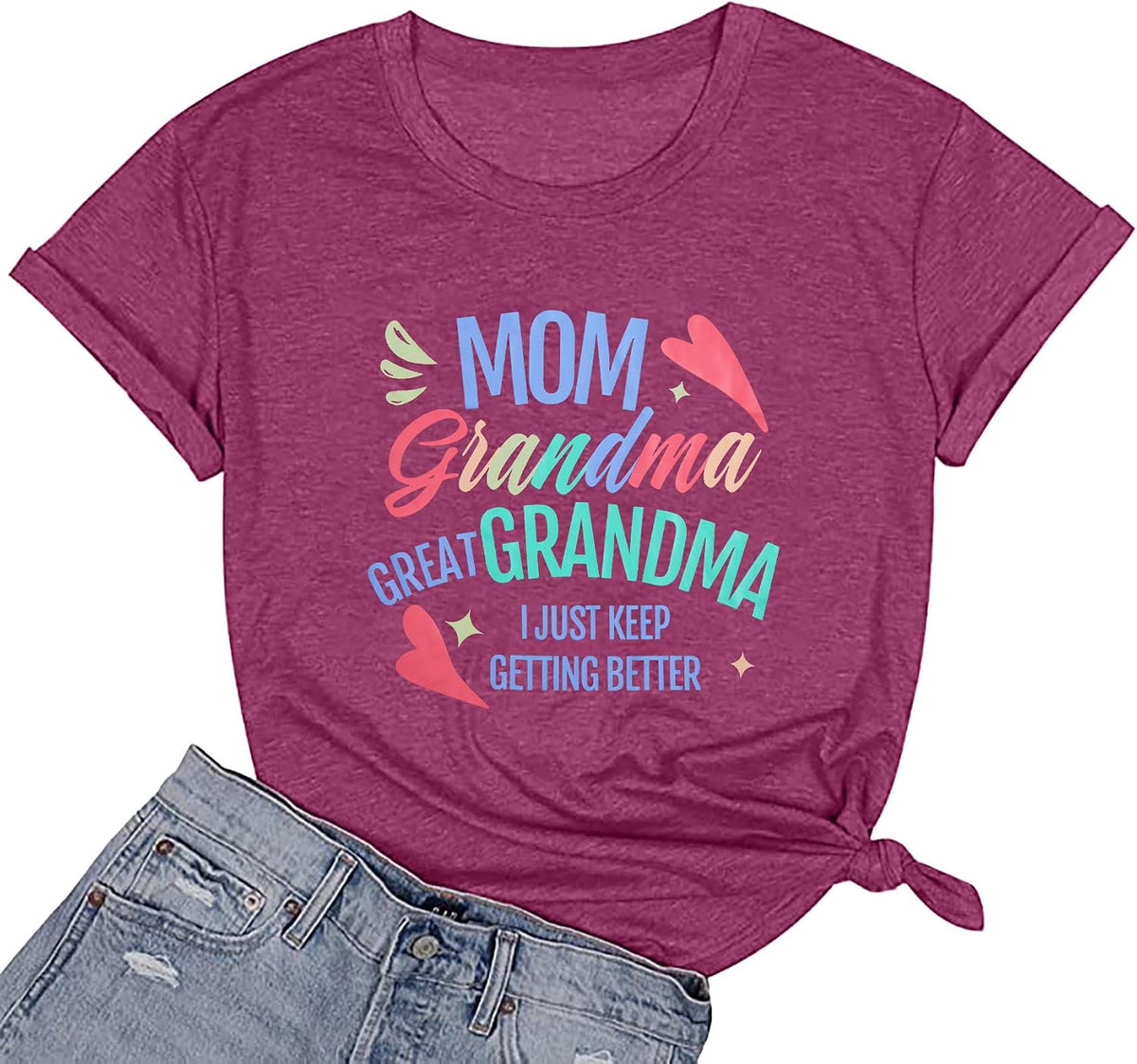 Grandma Shirts for Women Mom Grandma Great Grandma Graphic Tshirts Grandmom Gifts Tops Casual Gigi Tees Shirt - Purple