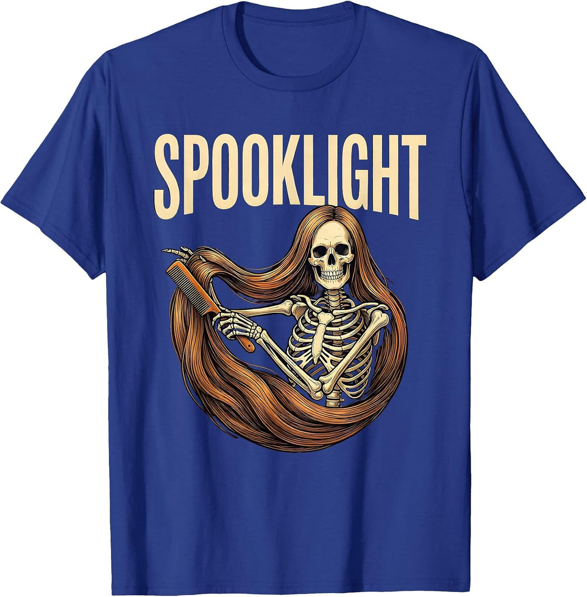Spooklight Funny Skeleton Hairstylist Barber Halloween T-Shirt - Royal Blue