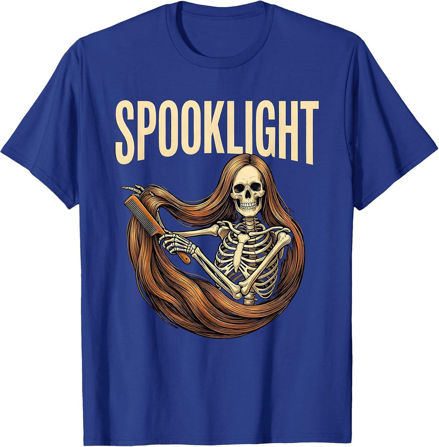 Spooklight Funny Skeleton Hairstylist Barber Halloween T-Shirt - Royal Blue