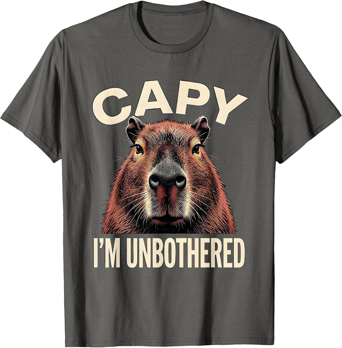 Men's capy, i'm unbothered Funny Capybara Animal Lover Meme Humor T-Shirt - Asphalt Grey