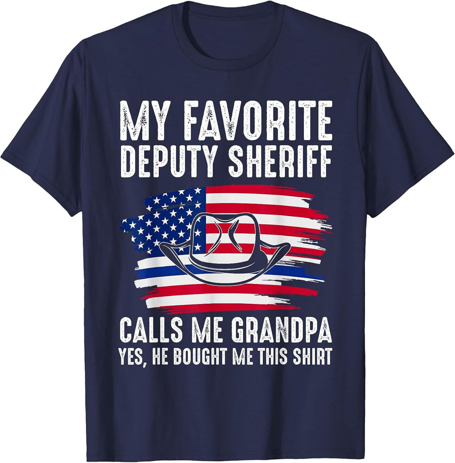My Deputy Sheriff Calls me Grandpa Deputy Sheriff T-Shirt - Navy Blue