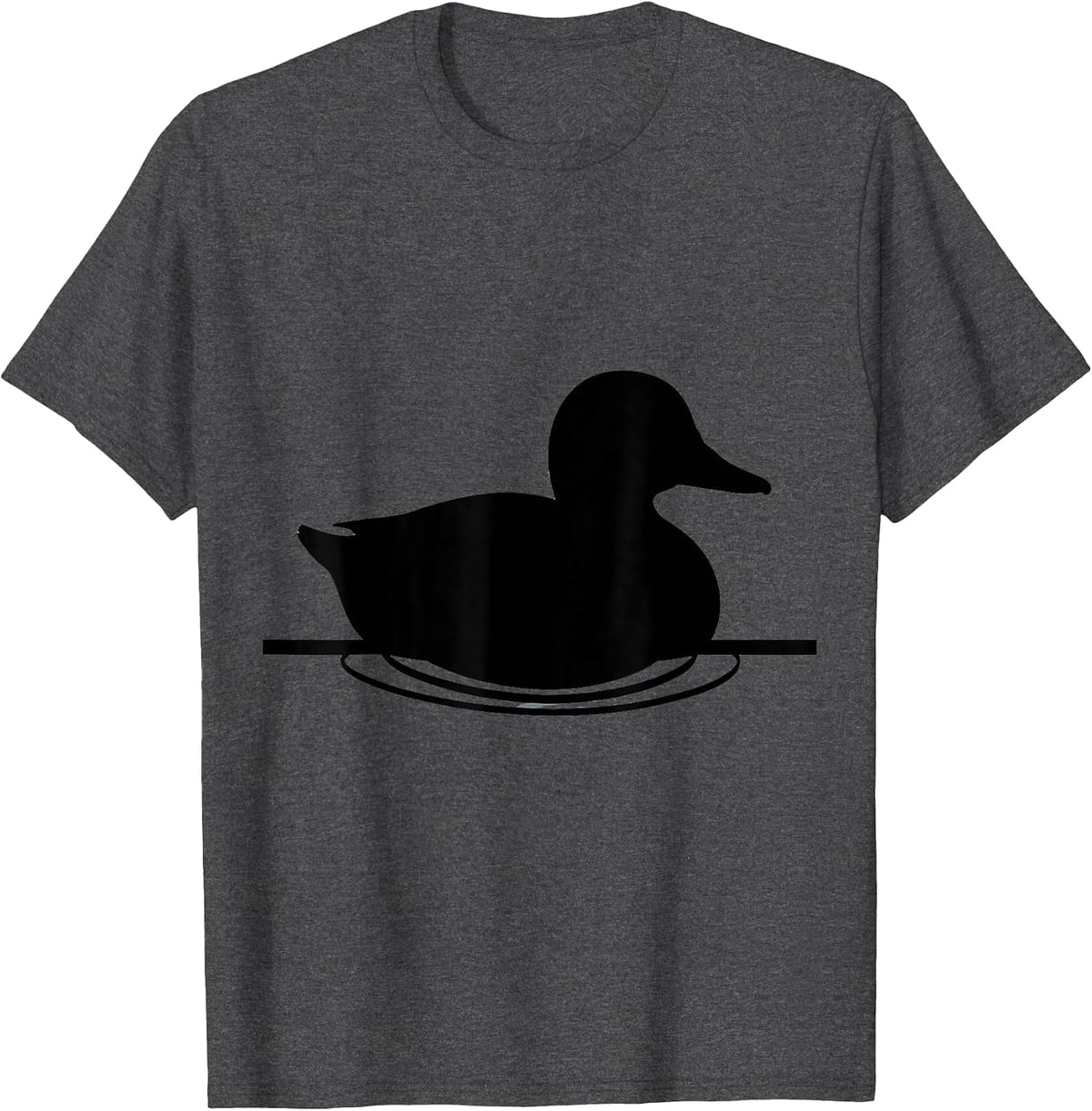 Duck Decoy Floating on Misty Water Camo Design T-Shirt - Dark Heather Grey
