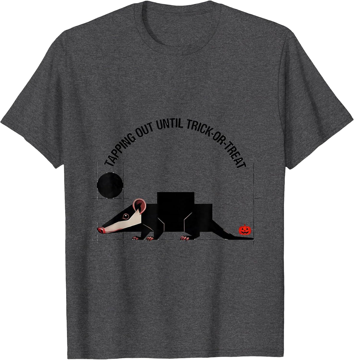 Men's Tapping Out Until Trick-Or-Treat Vintage Opossum Halloween T-Shirt - Dark Heather Grey