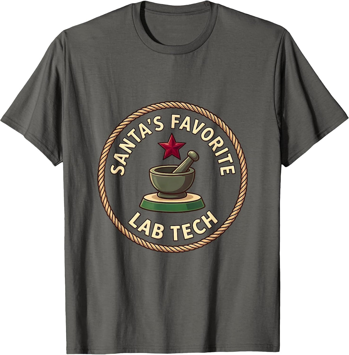 Santa's Favorite Lab Tech Funny Pharmacy Tech Christmas T-Shirt - Asphalt Grey