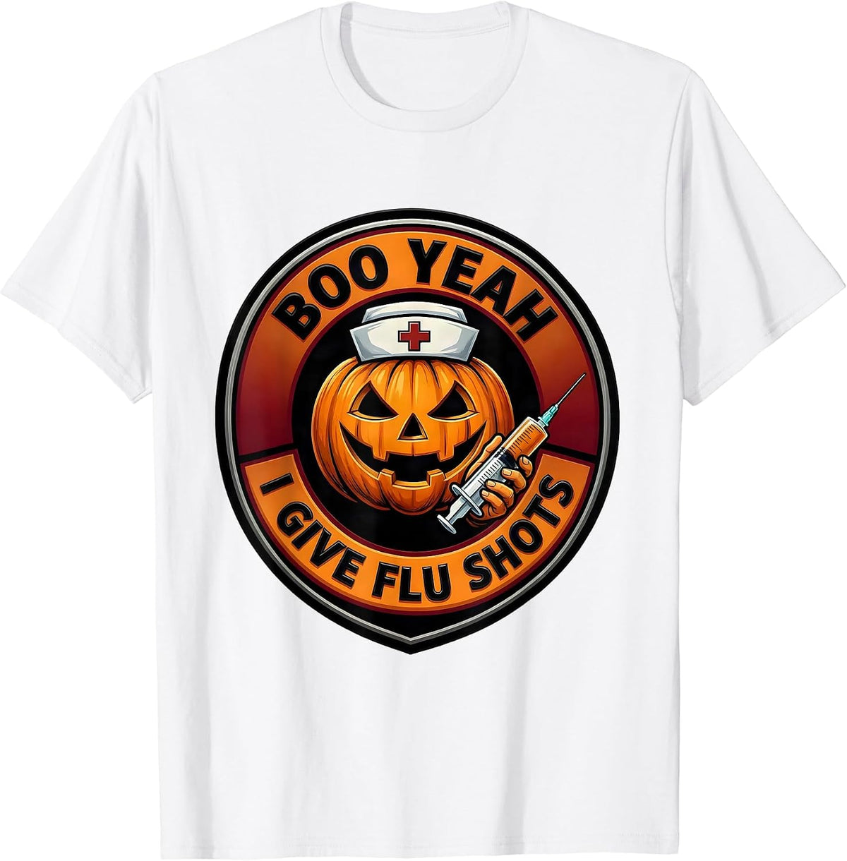 Men's Boo Yeah I Give Flu Shots Funny Nurse Ghost Halloween T-Shirt - White
