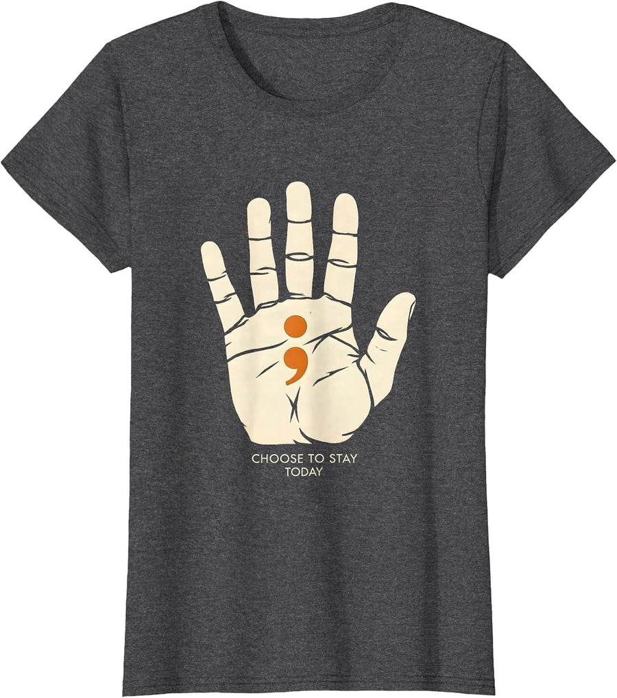 Women's Choose To Stay Today Suicide Prevention Awareness T-Shirt - Dark Heather Grey