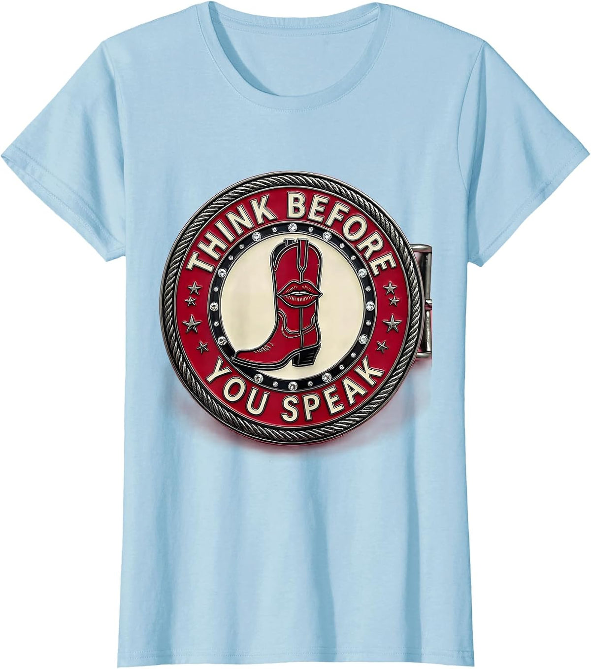 Think Before You Speak Mindful Message Design T-Shirt - Baby Blue