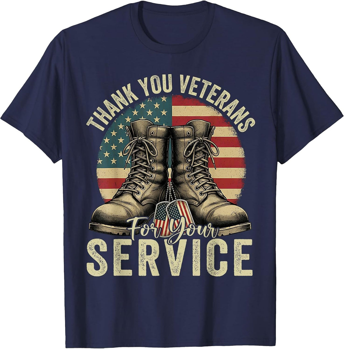 Thank You Veterans for Your Service Veterans Day Men Women T-Shirt - Navy Blue