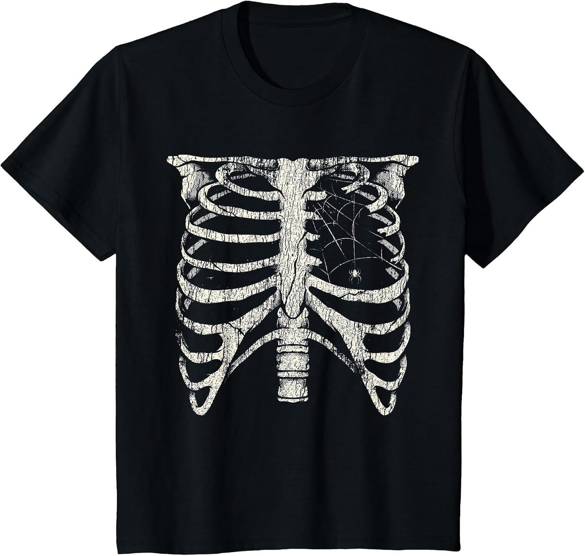 Skeleton Rib Cage Horror Alt Goth Halloween Costume Gothic T-Shirt - Black