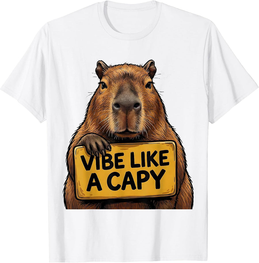 Men's Vibe Like A Capy Funny Capybara Meme Animal Humor T-Shirt - White