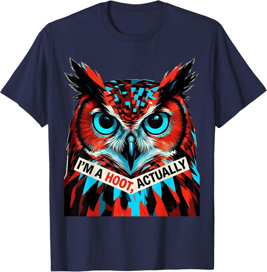 I'm A Hoot, Actually Funny Owl Lover Retro Bird Humor T-Shirt - Navy Blue