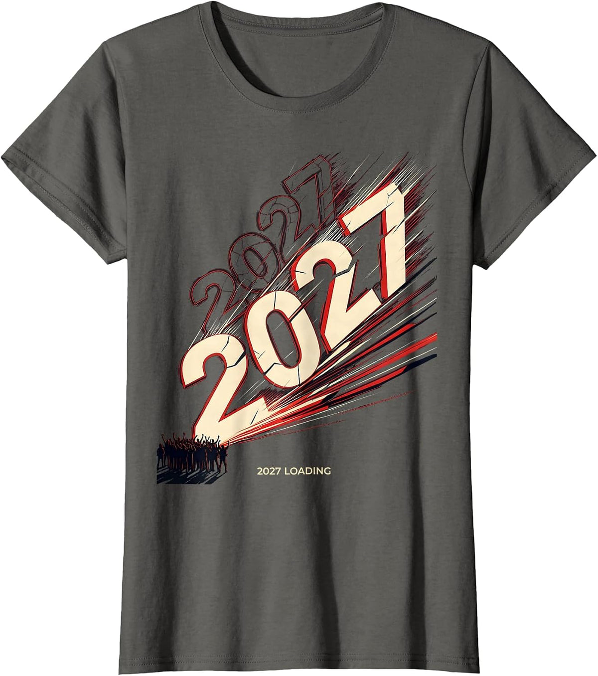 Women's 2027 Loading Futurist Dynamism New Year Party Family T-Shirt - Asphalt Grey