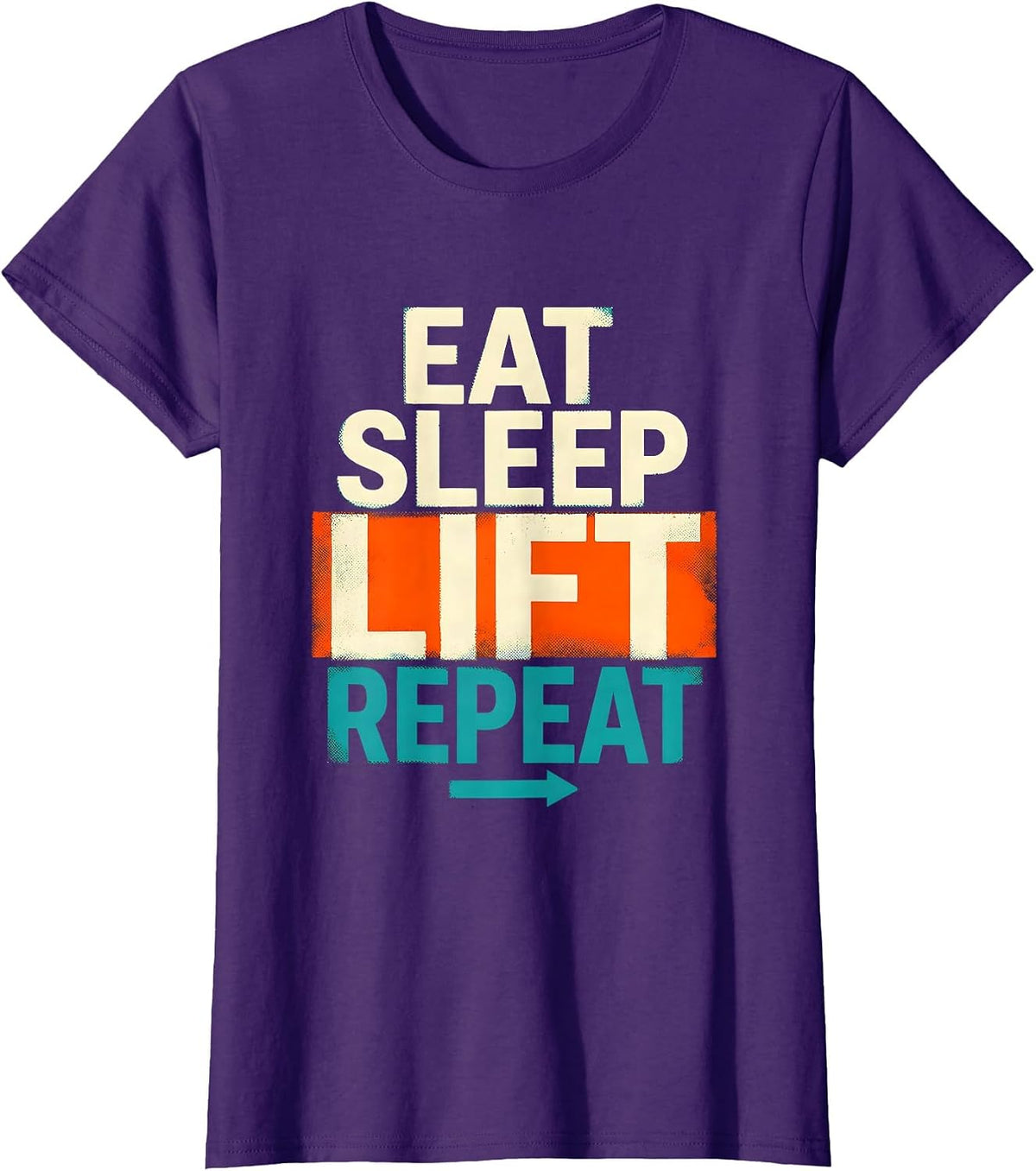 Women's Eat Sleep Lift Repeat Funny Gym Humor Weightlifter Gift T-Shirt - Purple