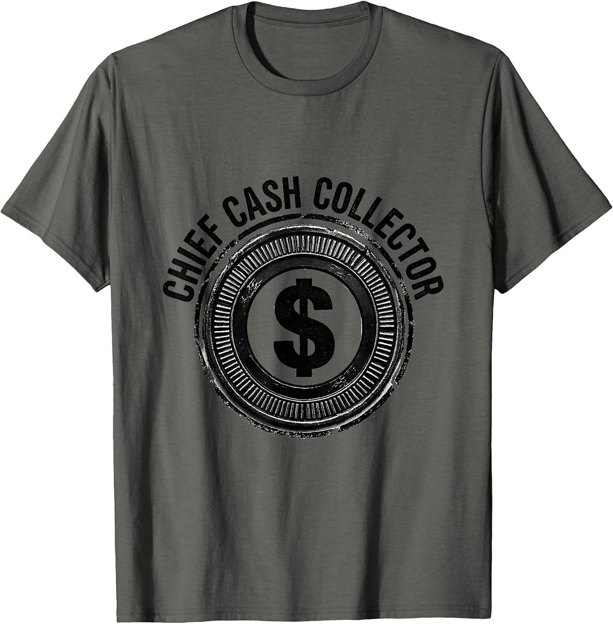 Chief Cash Collector Rubber Stamp Money Humor Wealth Bravado T-Shirt - Asphalt Grey