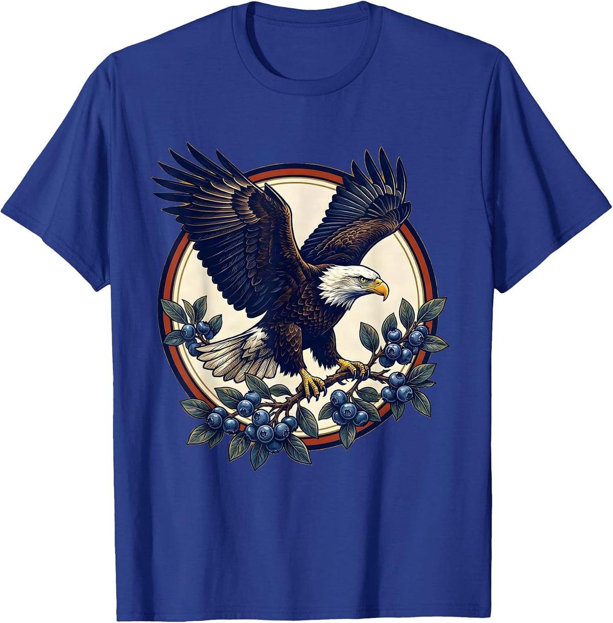 Men's Red White and Blueberry Eagle Patriotic Design T-Shirt - Royal Blue