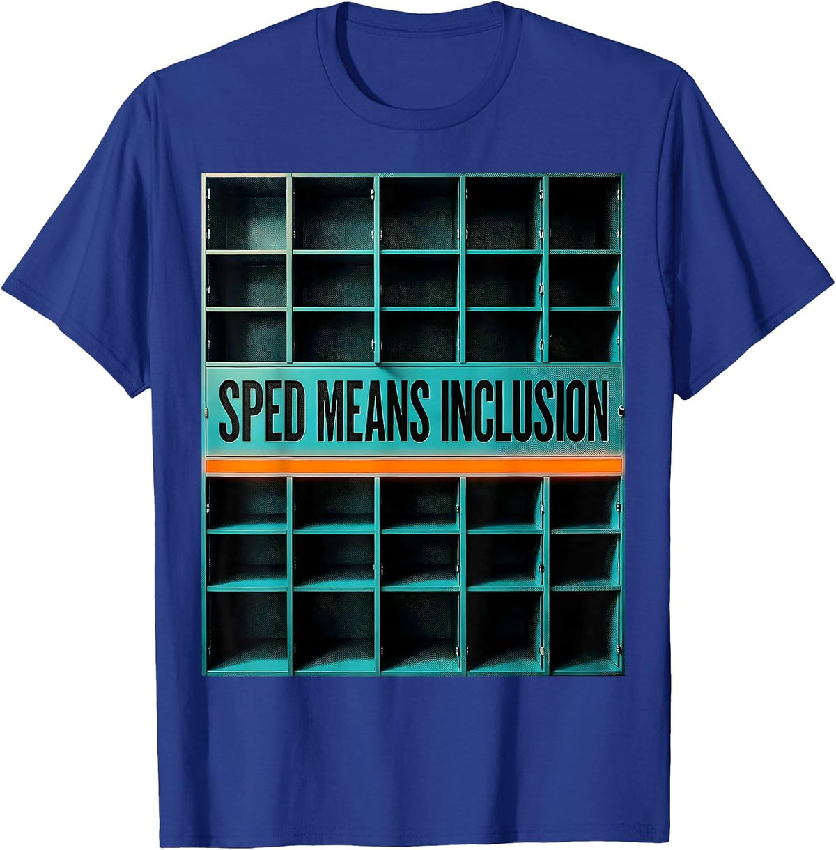 SPED Means Inclusion Risograph Special Education Teacher T-Shirt - Royal Blue