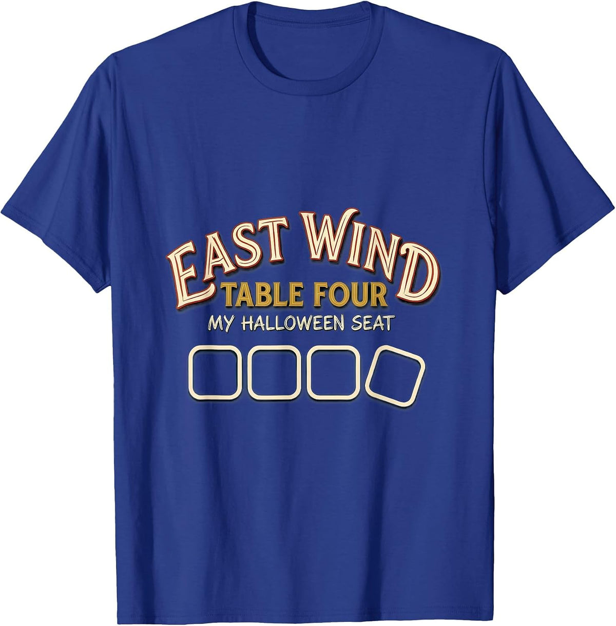 East Wind, Table Four My Halloween Seat Mahjong T-Shirt - Royal Blue