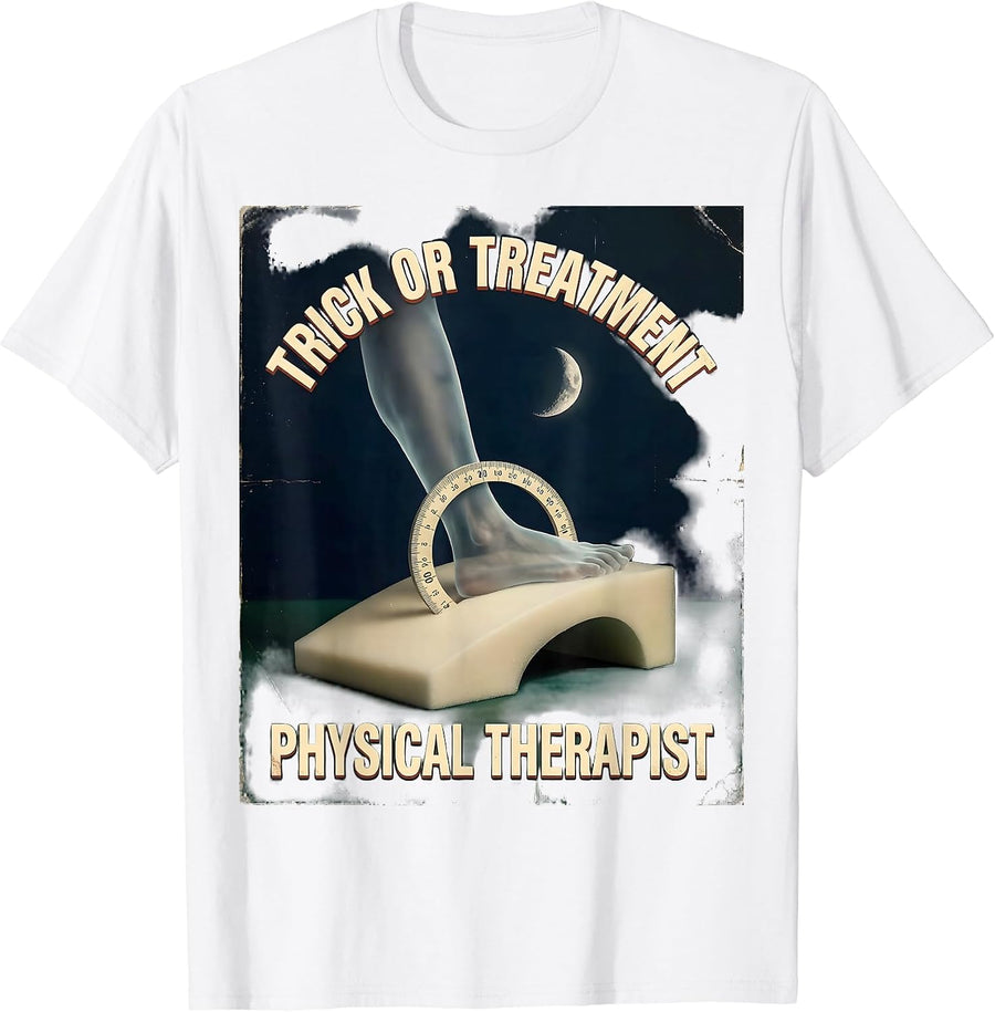 Men's Trick Or Treatment Physical Therapist Vintage Halloween PT T-Shirt - White