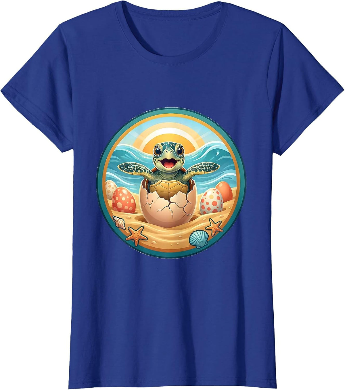 Women's Baby Sea Turtle Hatchling Mexican Kids Design T-Shirt - Royal Blue