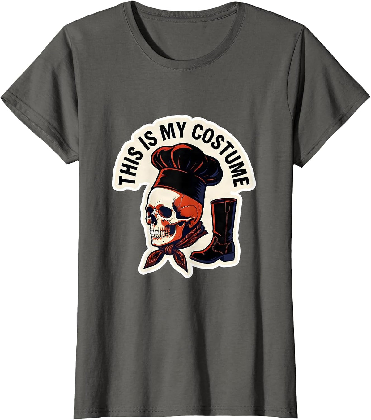 Women's This Is My Costume Funny Skeleton Chef Halloween Costume T-Shirt - Asphalt Grey