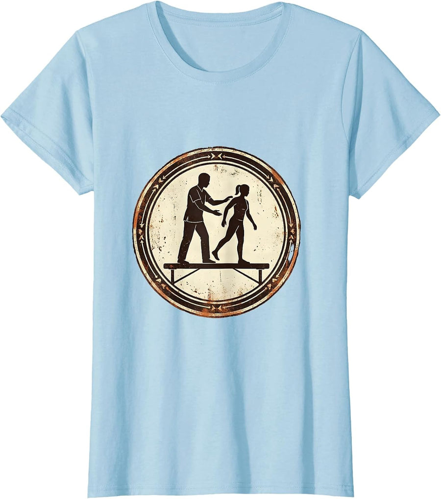 Women's Fall Prevention Physical Therapist Balance Beam T-Shirt - Baby Blue