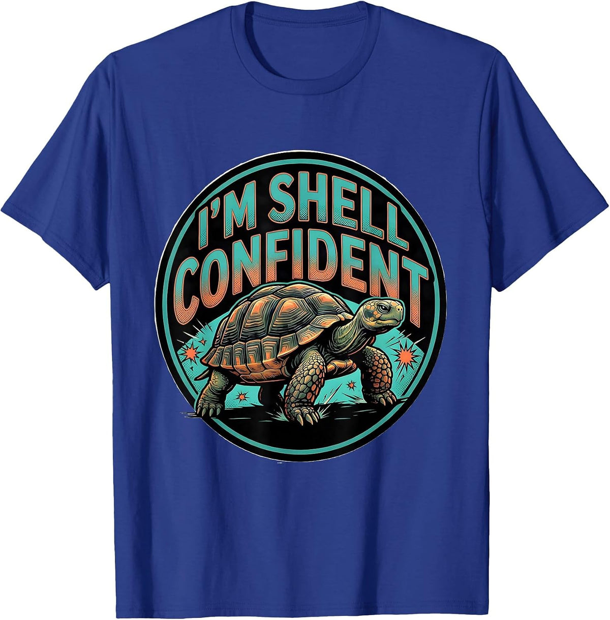 I'm Shell Confident Comic Book Funny Turtle Lover Pet Owner T-Shirt - Royal Blue