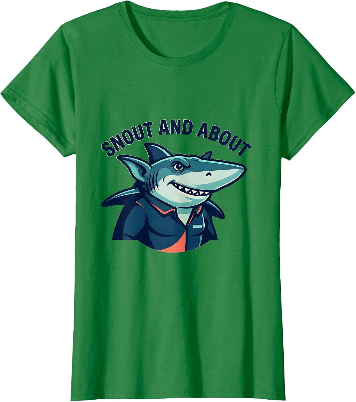 Women's Snout And About Funny Goblin Shark Mascot Ocean Wildlife T-Shirt - Kelly Green