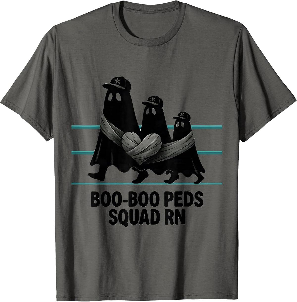 Men's Boo-Boo Peds Squad RN Midcentury Modern Nurse Halloween T-Shirt - Asphalt Grey