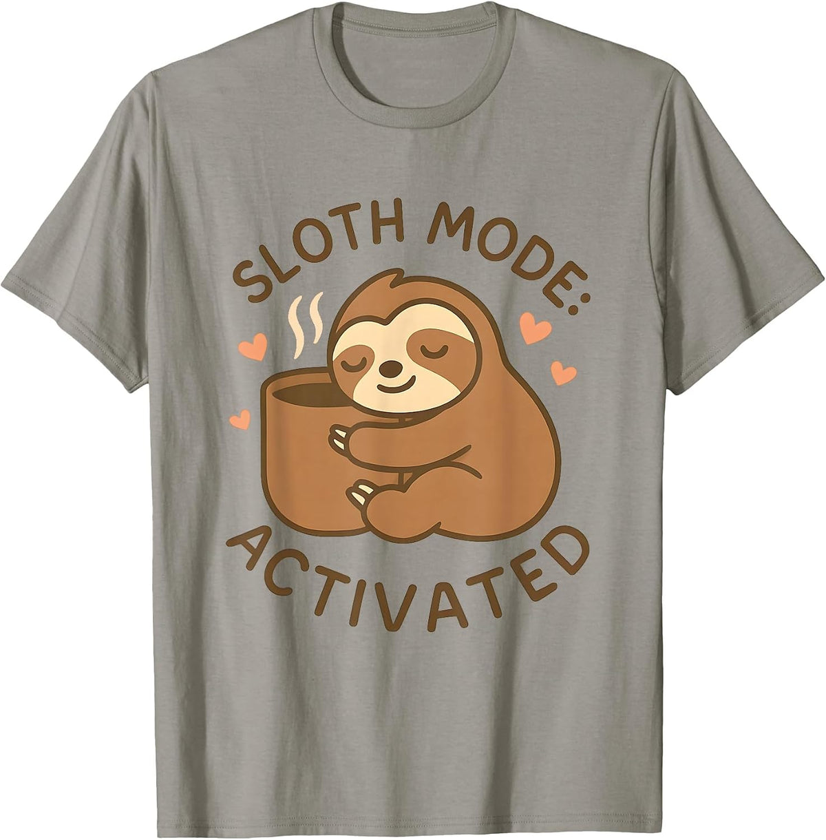 Sloth Mode Activated Cute Lazy Animal Coffee Lover T-Shirt - Slate Grey