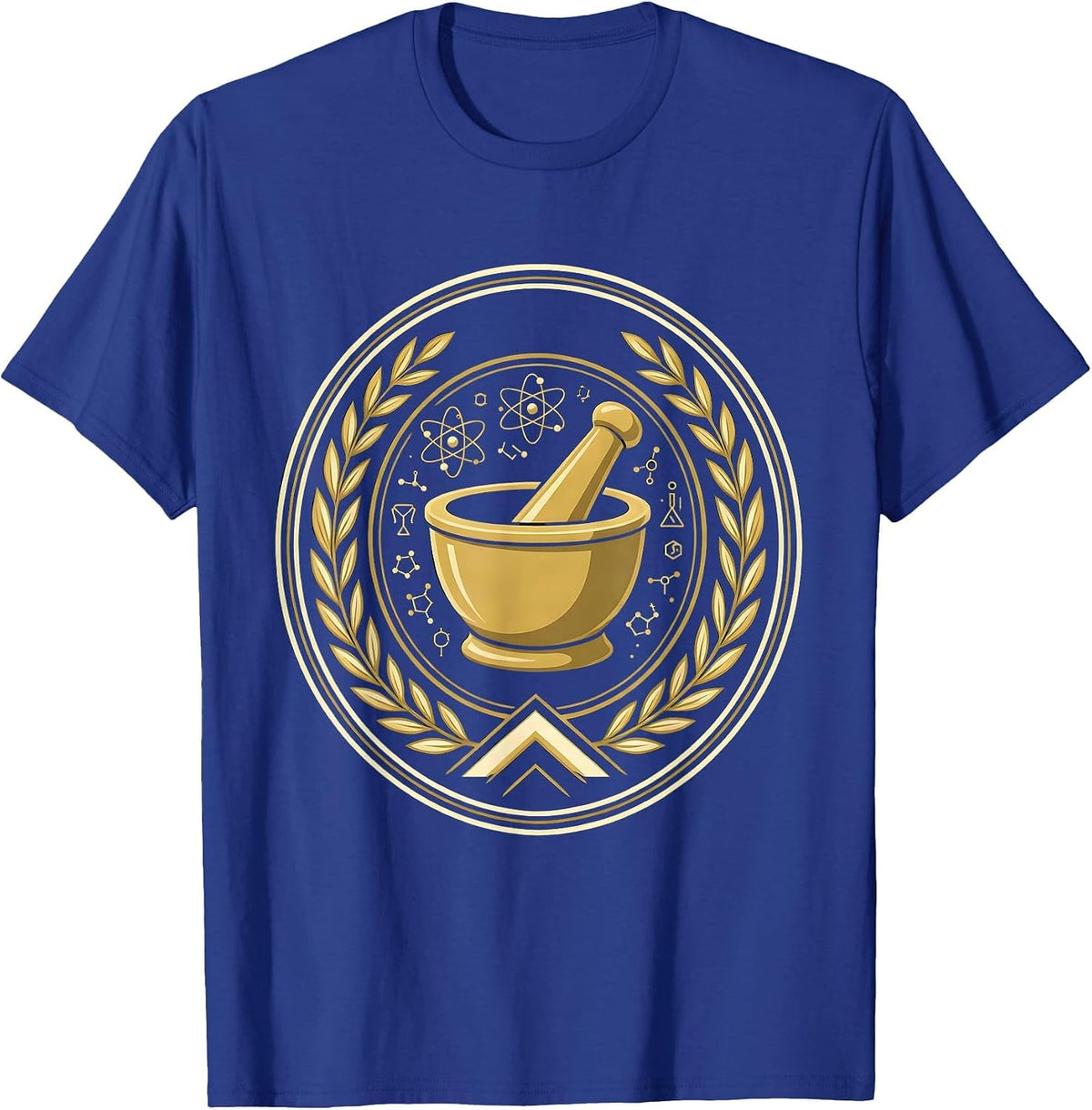 Mortar and Pestle Chemistry Science Illustration T-Shirt - Royal Blue